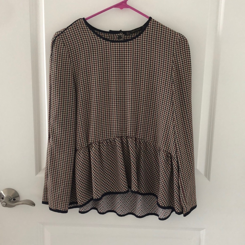 Houndstooth Peplum Blouse